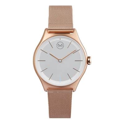 slim made two 03 - thin wrist watch in rose gold with rose gold metal mesh band - 01